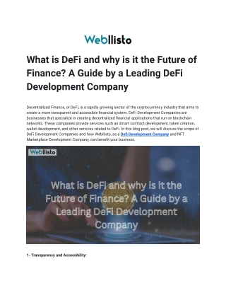 What is DeFi and why is it the Future of Finance