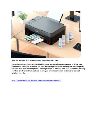 What are the steps to fix a Canon printer not printing black ink