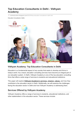 Top Education Consultants in Delhi - Vidhyam Academy