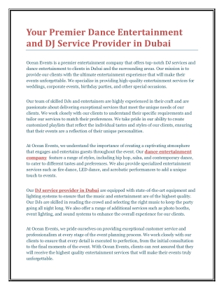 Your Premier Dance Entertainment and DJ Service Provider in Dubai
