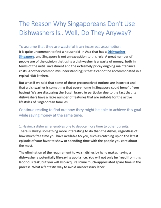 The Reason Why Singaporeans Don_t Use Dishwashers Is.. Well, Do They Anyway