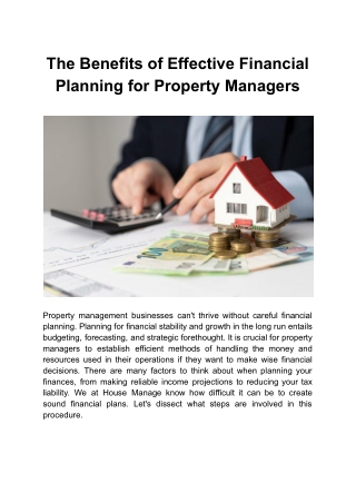 The Benefits of Effective Financial Planning for Property Managers