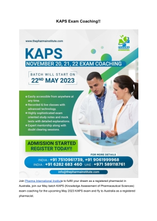 KAPS Exam Coaching Centre in India