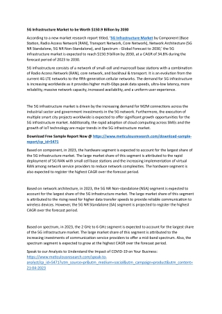 5G Infrastructure Market to be Worth $150.9 Billion by 2030