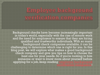 Employee background verification companies