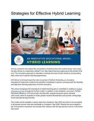 Strategies for Effective Hybrid Learning