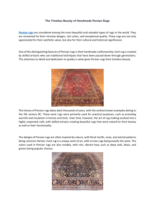 The Timeless Beauty of Handmade Persian Rugs