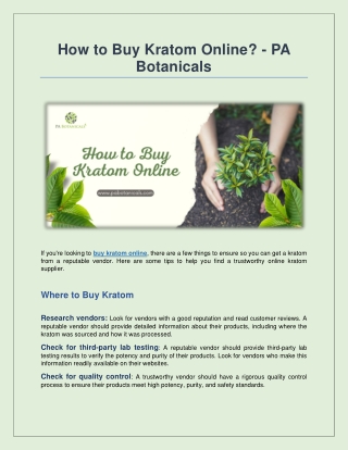 How to Buy Kratom Online - PA Botanicals