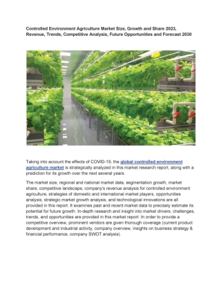 Controlled Environment Agriculture Market