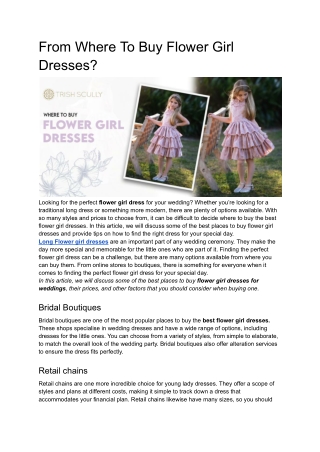 From Where To Buy Flower Girl Dresses