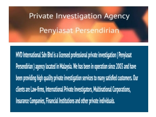 Private Investigation Agency in Malaysia