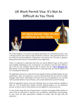 UK Work Permit Visa It's Not As Difficult As You Think