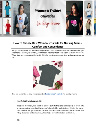 How to Choose Best WomensTshirts for Nursing Moms Comfort and Convenience