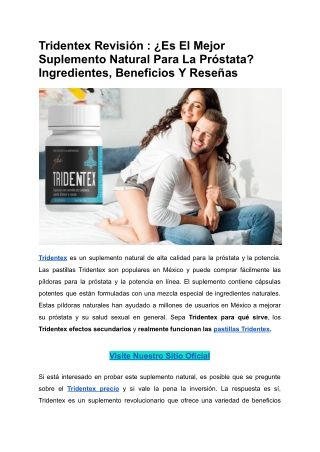 Tridentex Revisión _ ¿Es El Mejor Suplemento Natural Para La Próstata