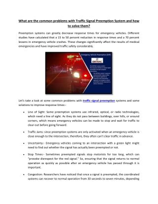 What are the common problems with Traffic Signal Preemption System and how to solve them