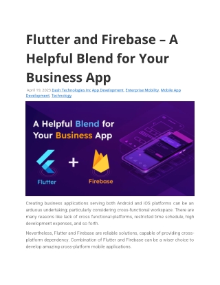 Flutter and Firebase – A Helpful Blend for Your Business App