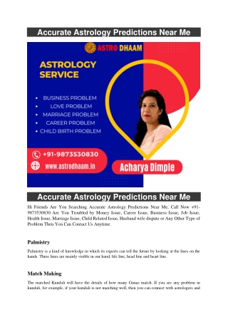 Accurate Astrology Predictions Near Me  91-9873530830