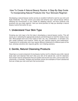 How To Create A Natural Beauty Routine A Step-By-Step Guide To Incorporating Natural Products Into Your Skincare Regimen