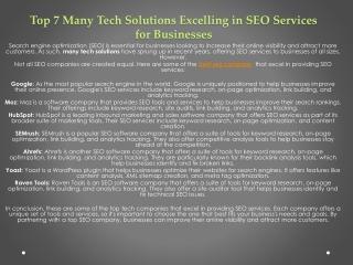 Top 7 Many Tech Solutions Excelling in SEO Services for Businesses