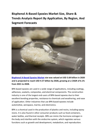 Bisphenol A-Based Epoxies Market