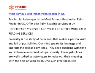 Most Famous Best Indian Palm Reader in UK