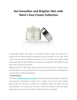 Get Smoother and Brighter Skin with Yahvi’s Face Cream Collection