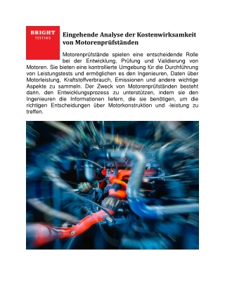 Eingehende Analyse der Kostenwirksamkeit von Motorenprüfständen