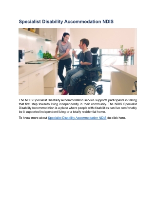 Specialist Disability Accommodation NDIS