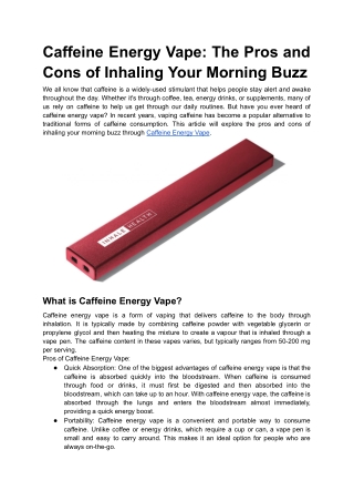 Caffeine Energy Vape_ The Pros and Cons of Inhaling Your Morning Buzz