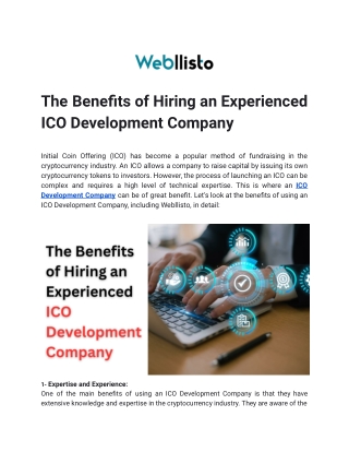 The Benefits of Hiring an Experienced ICO Development Company