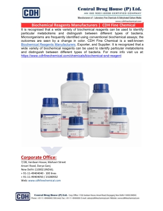 Biochemical Reagents Manufacturers