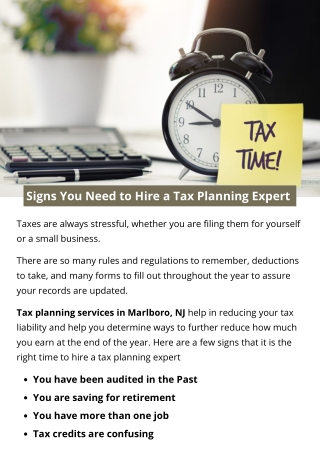 Signs You Need to Hire a Tax Planning Expert