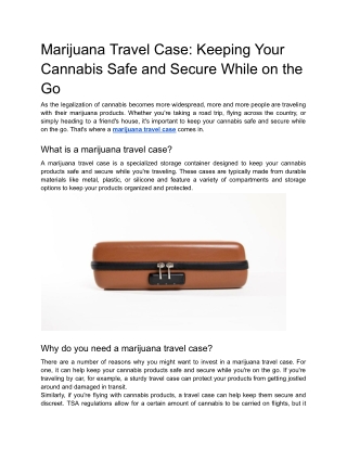 Marijuana Travel Case_ Keeping Your Cannabis Safe and Secure While on the Go