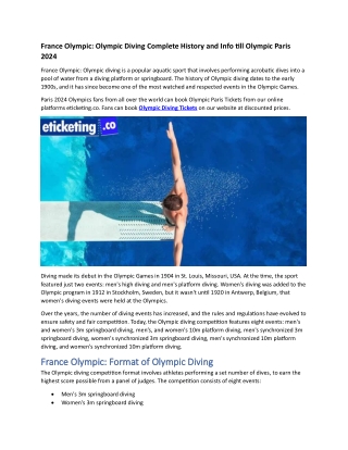 France Olympic Olympic Diving Complete History and Info till Olympic Paris 2024