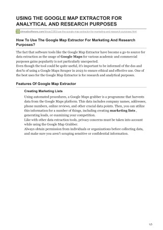 Use The Google Map Extractor For Marketing And Research Purposes