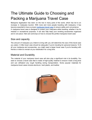 The Ultimate Guide to Choosing and Packing a Marijuana Travel Case