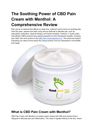 The Soothing Power of CBD Pain Cream with Menthol_ A Comprehensive Review