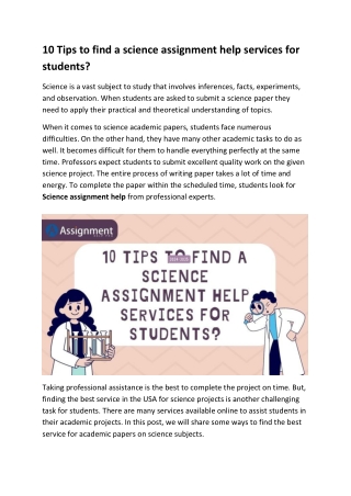 Tips to find a science assignment help services for students