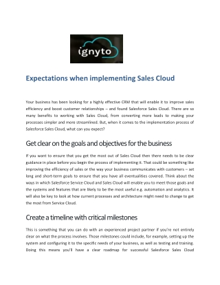 Expectations when implementing Sales Cloud - Ignyto