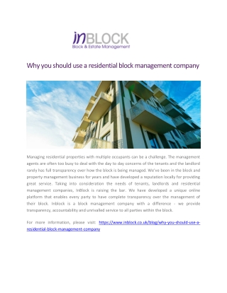 Residential Block Management Company