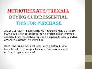 Methotrexate Buying Guide: Essential Tips for Purchase