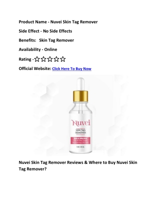 Nuvei Skin Tag Remover Reviews & Where to Buy Nuvei Skin Tag Remover?