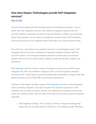 How does Denpro Technologies provide SAP integration services_