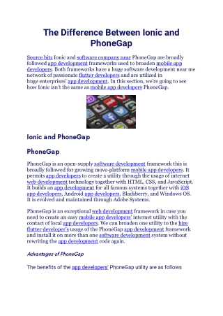 The Difference Between Ionic and PhoneGap