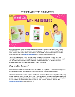 Weight Loss With Fat Burners