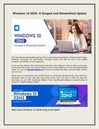 Windows 10 22H2: A Scoped And Streamlined Update