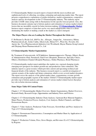 C3 Glomerulopathy Market