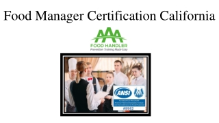 Food Manager Certification California