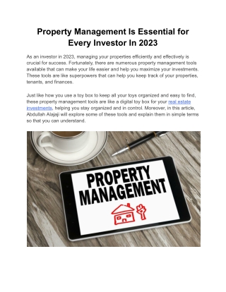 Finding The Right Property Management Company For Your Real Estate Investments