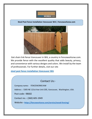 Steel Post Fence Installation Vancouver WA | Fenceworksnw.com